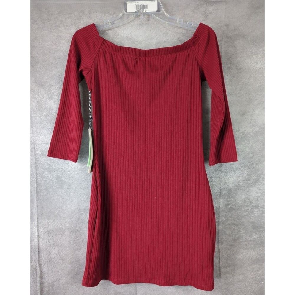 Iris Los Angeles Red Ribbed Off-Shoulder Mini Dress Women's NWT/NWD $258 Large